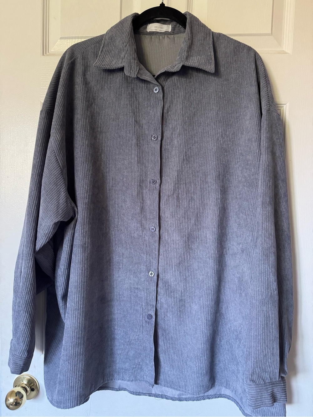 OAK + FORT Button-Down Shirt in Slate Gray